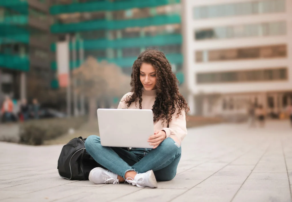 college student on laptop